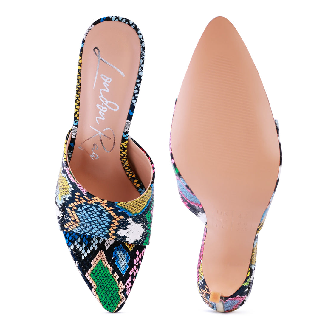 Bottoms Up Pointed High Heel Sandal in Multicolor