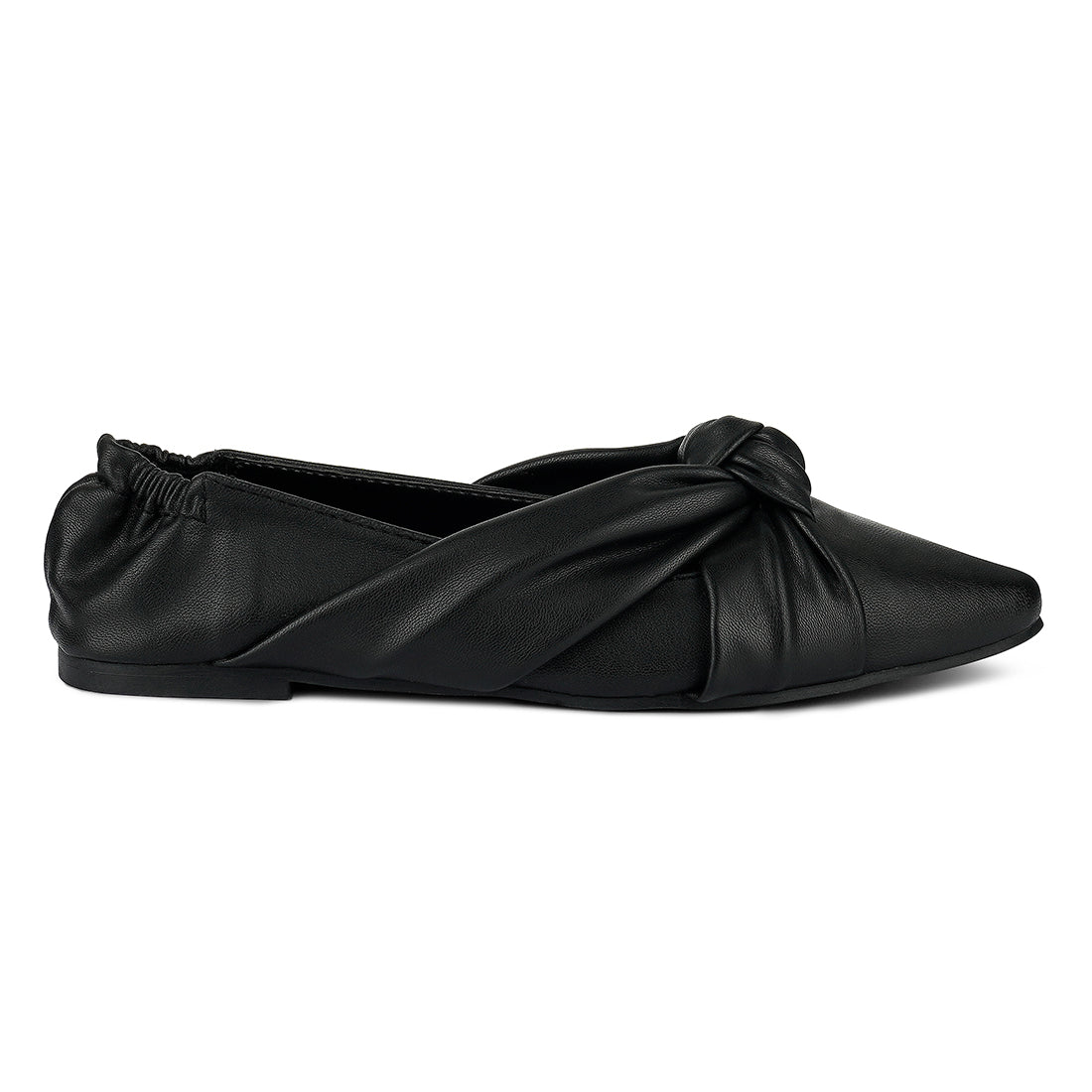 Black Knot Detail Elasticated Ballet Flats
