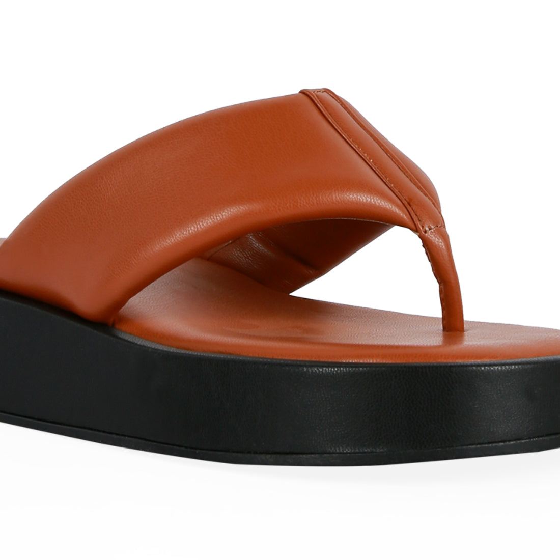 Tan Broad Strap Thong Sandals