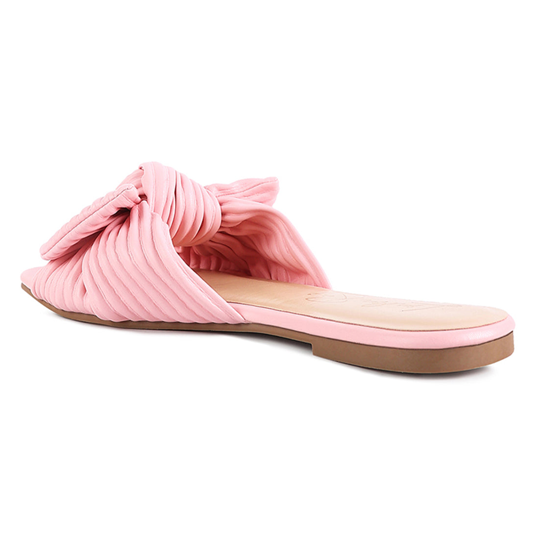 Pink Textured Bow Slider Flats