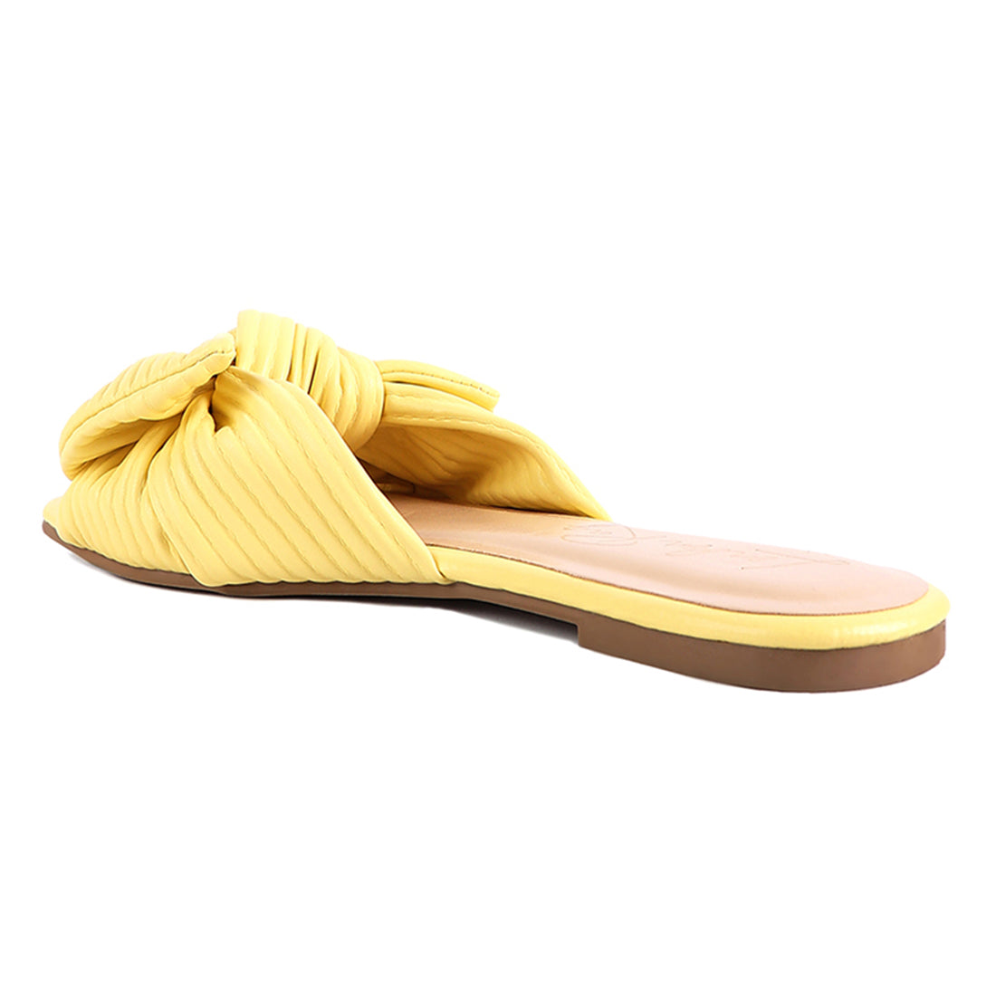 Yellow Textured Bow Slider Flats
