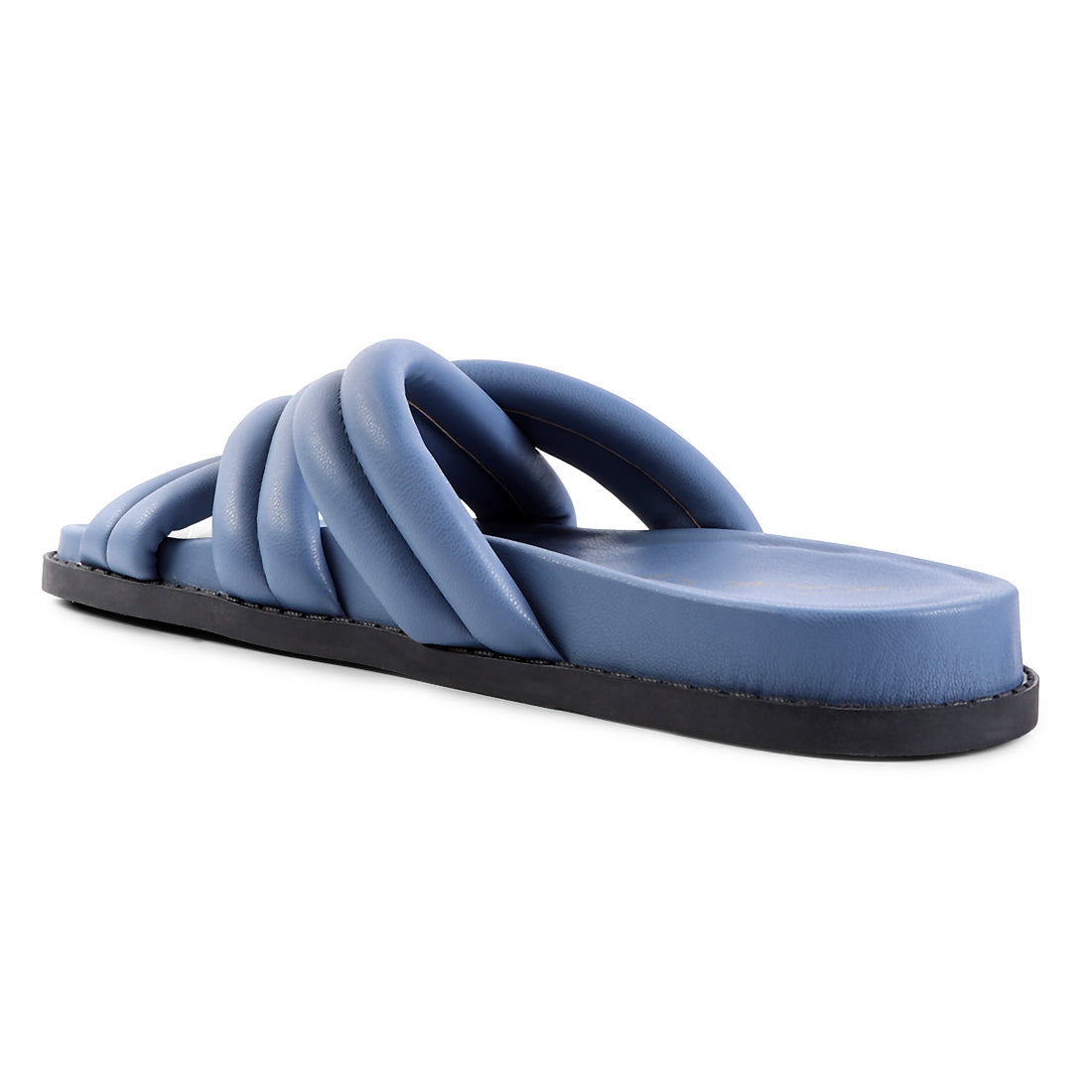 Blue Quilted Strap Slider Flats