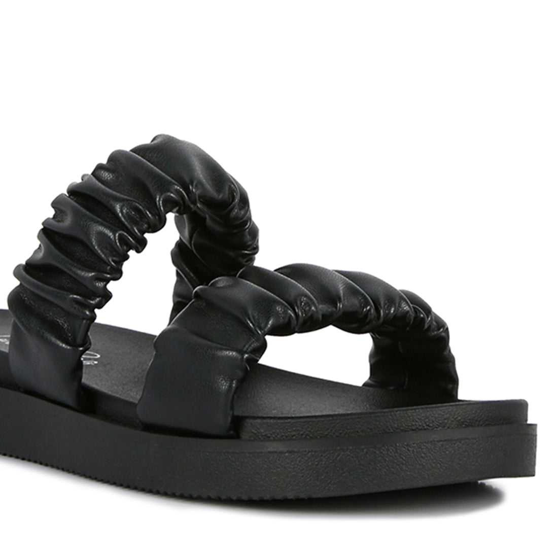 Black Ruched Strap Platform Sandals