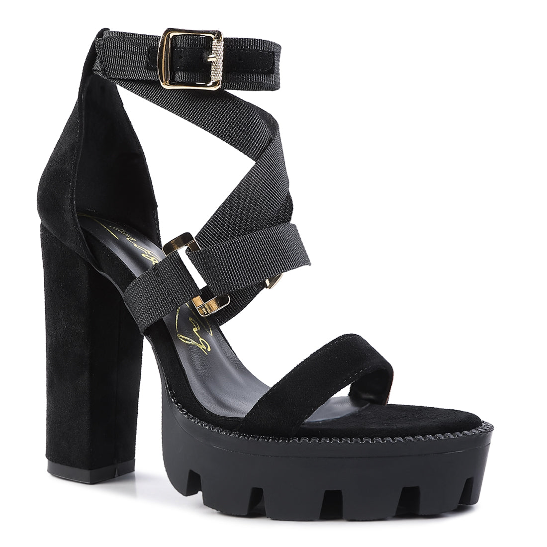 Black Straps Platform High Heels