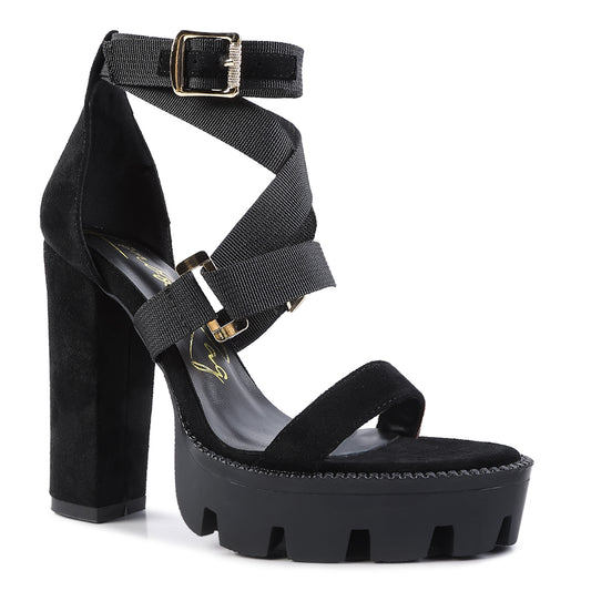 Black Straps Platform High Heels