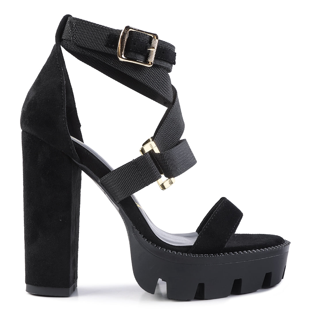 Black Straps Platform High Heels