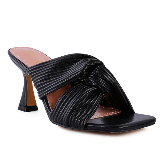 Black Knot Strap Slide Sandals