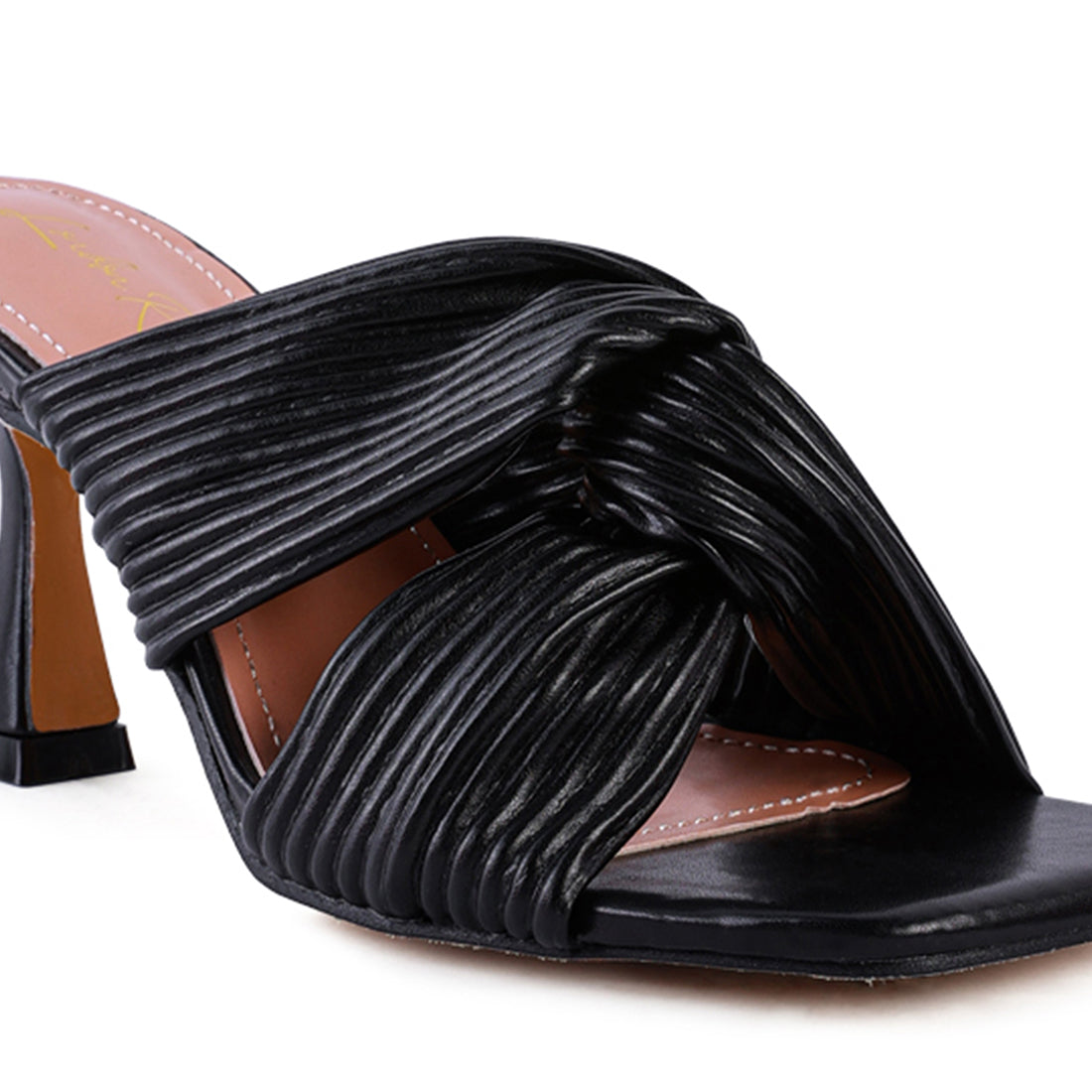 Black Knot Strap Slide Sandals