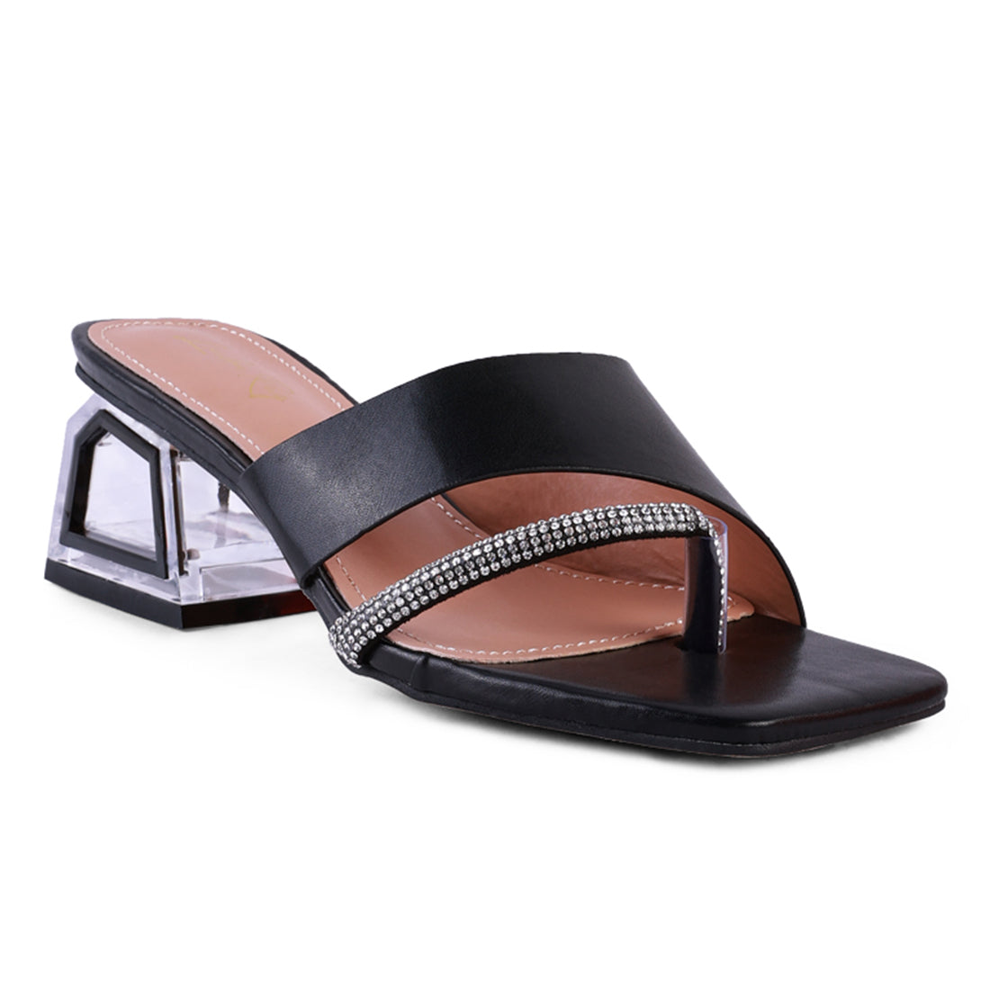 Black Minimal Low Heel Sandals