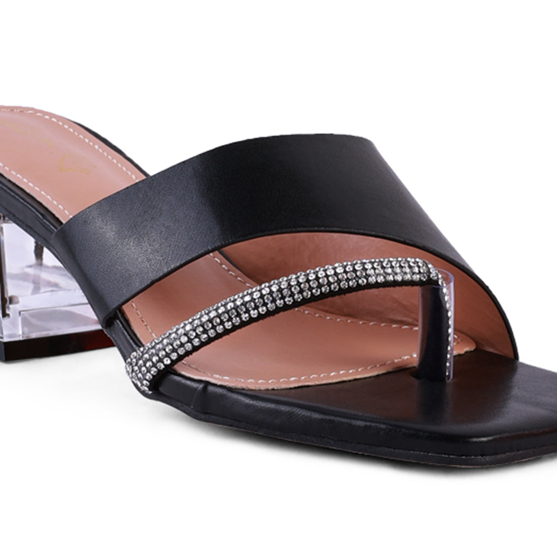 Black Minimal Low Heel Sandals