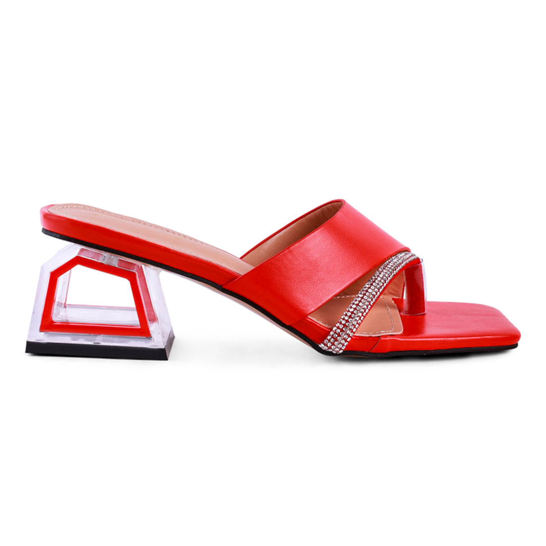 Red Minimal Low Heel Sandals
