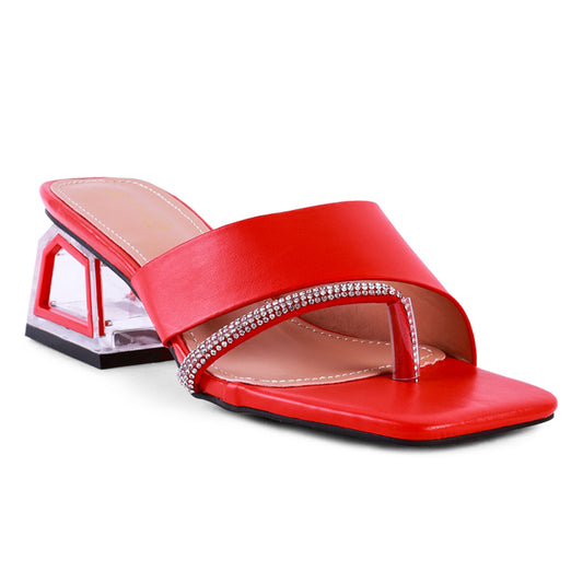 Red Minimal Low Heel Sandals