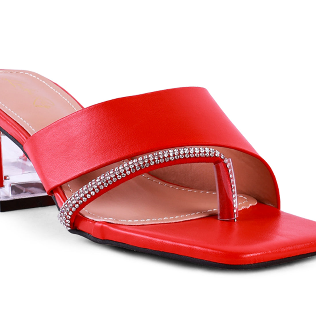 Red Minimal Low Heel Sandals
