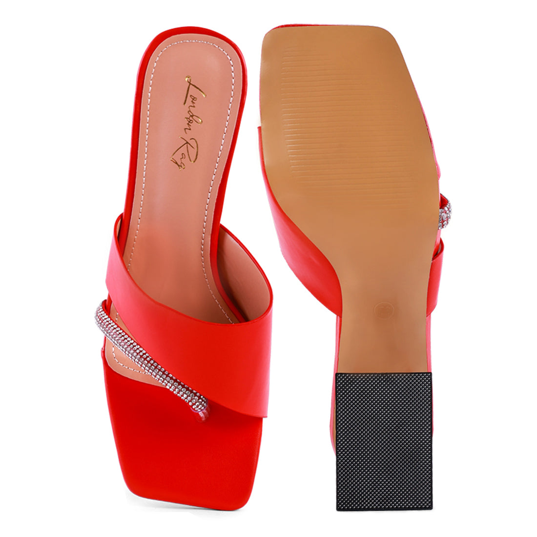 Red Minimal Low Heel Sandals