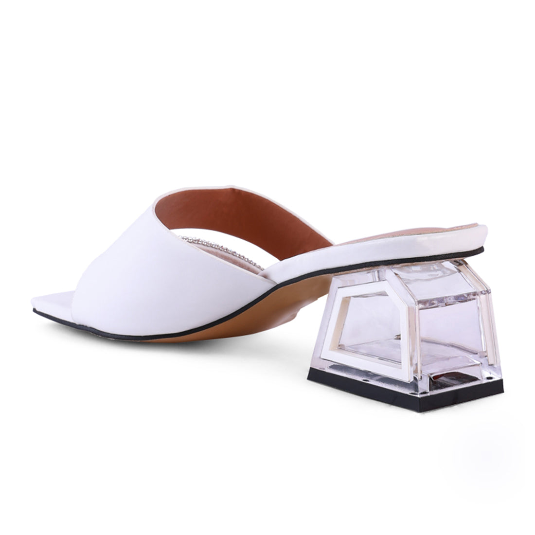 White Minimal Low Heel Sandals