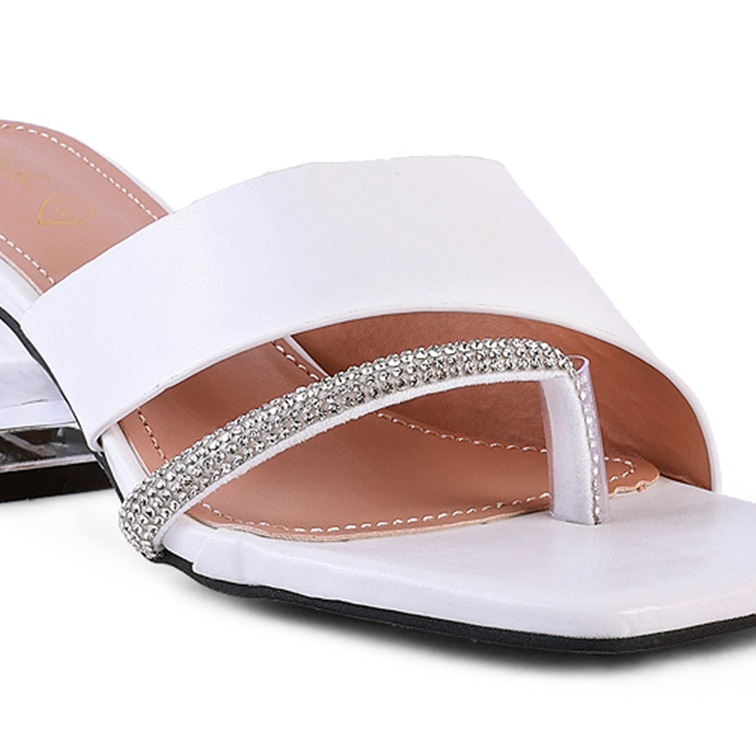 White Minimal Low Heel Sandals