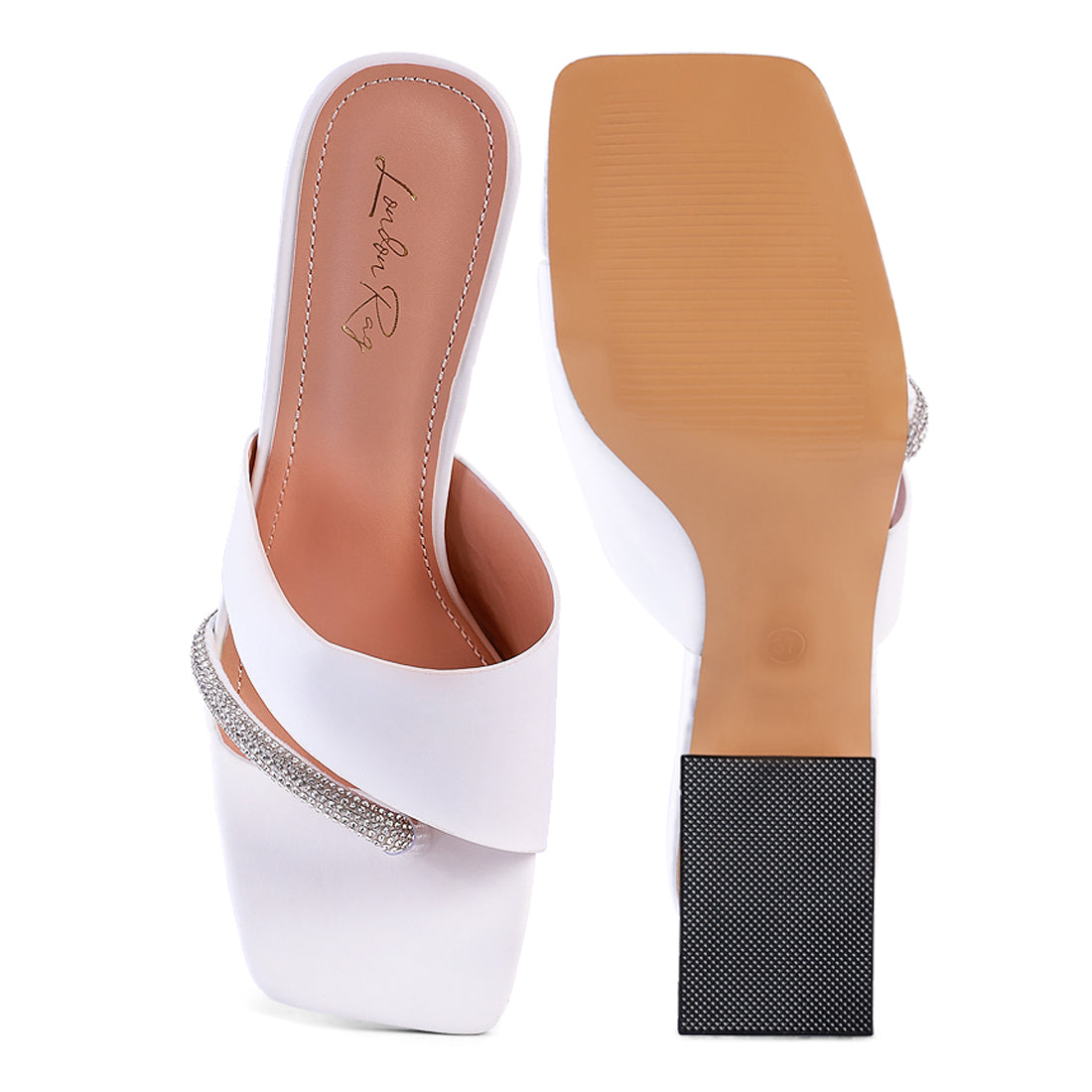 White Minimal Low Heel Sandals