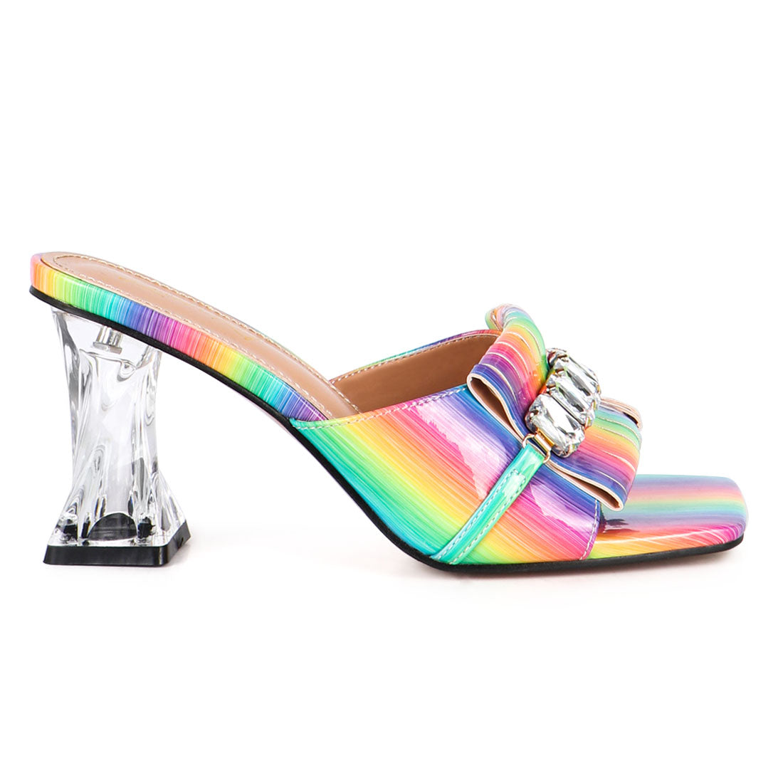 Multicolor Clear Heel Jewel Sandal