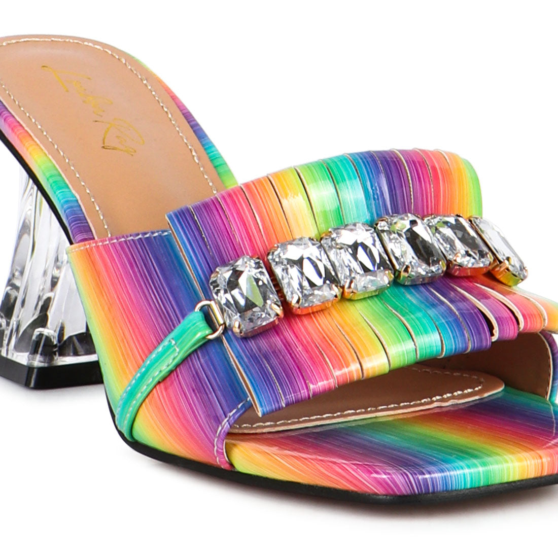 Multicolor Clear Heel Jewel Sandal