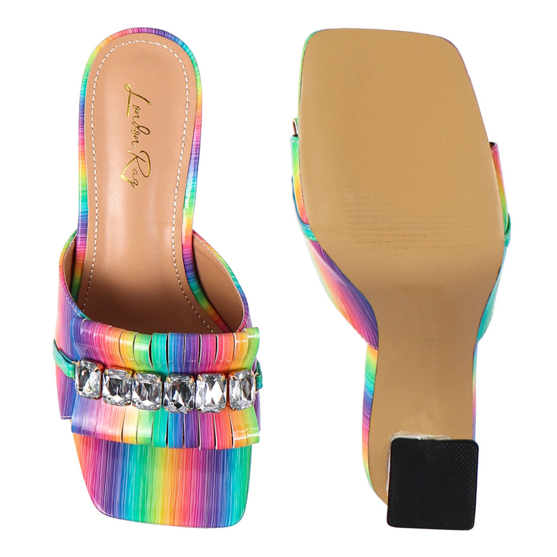 Multicolor Clear Heel Jewel Sandal