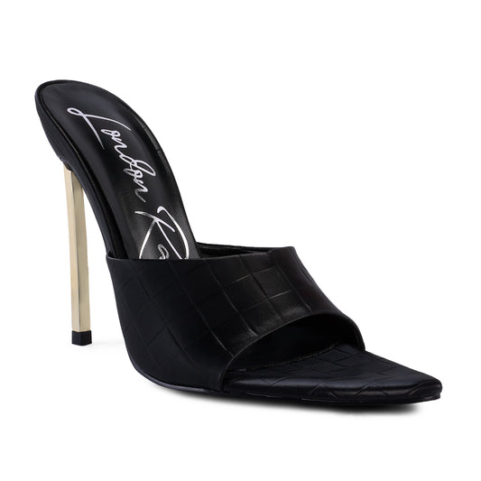Black High Heel Croc Slides
