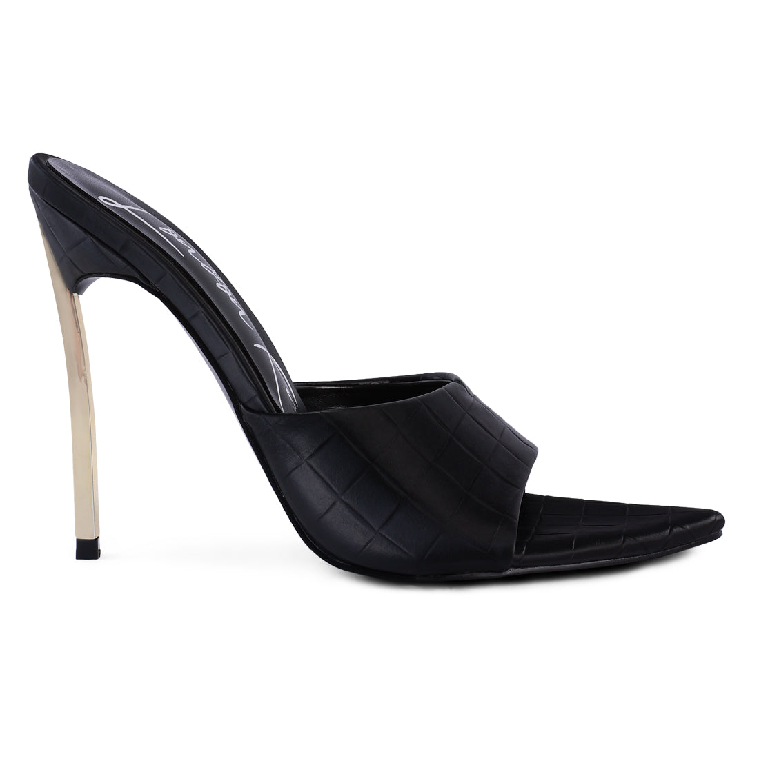 Black High Heel Croc Slides