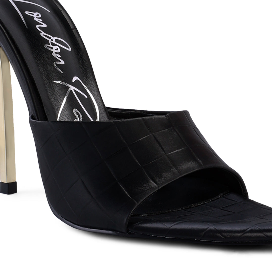 Black High Heel Croc Slides