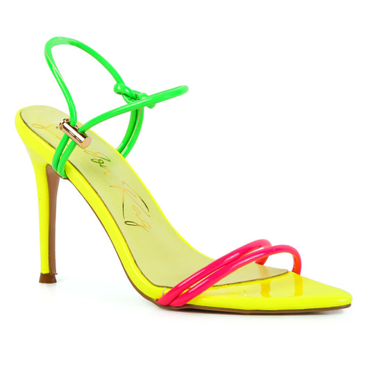 Yellow High Porch Drawstring Band Heeled Sandals