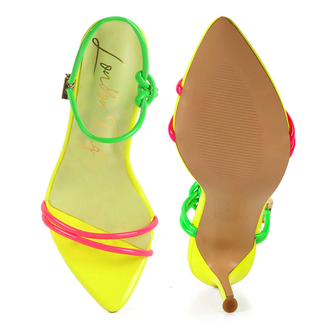 Yellow High Porch Drawstring Band Heeled Sandals