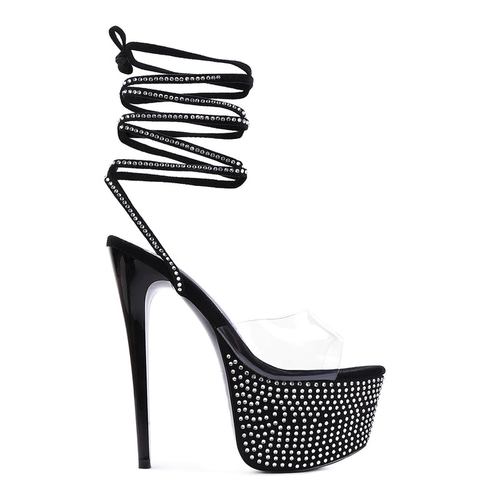 Black Sugar Mom Strappy Diamante Platform High Heels