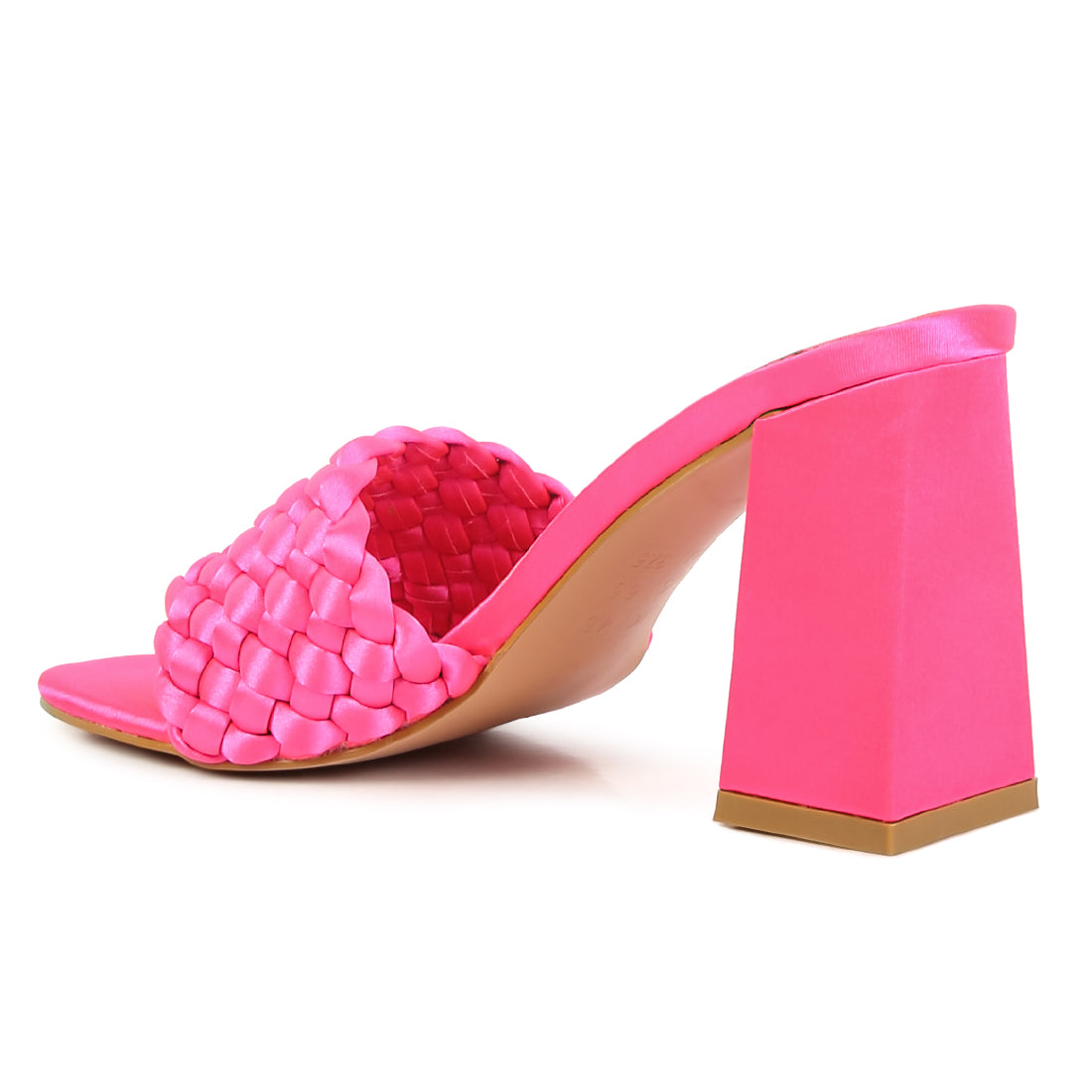 Pink Braided Satin Block Sandals
