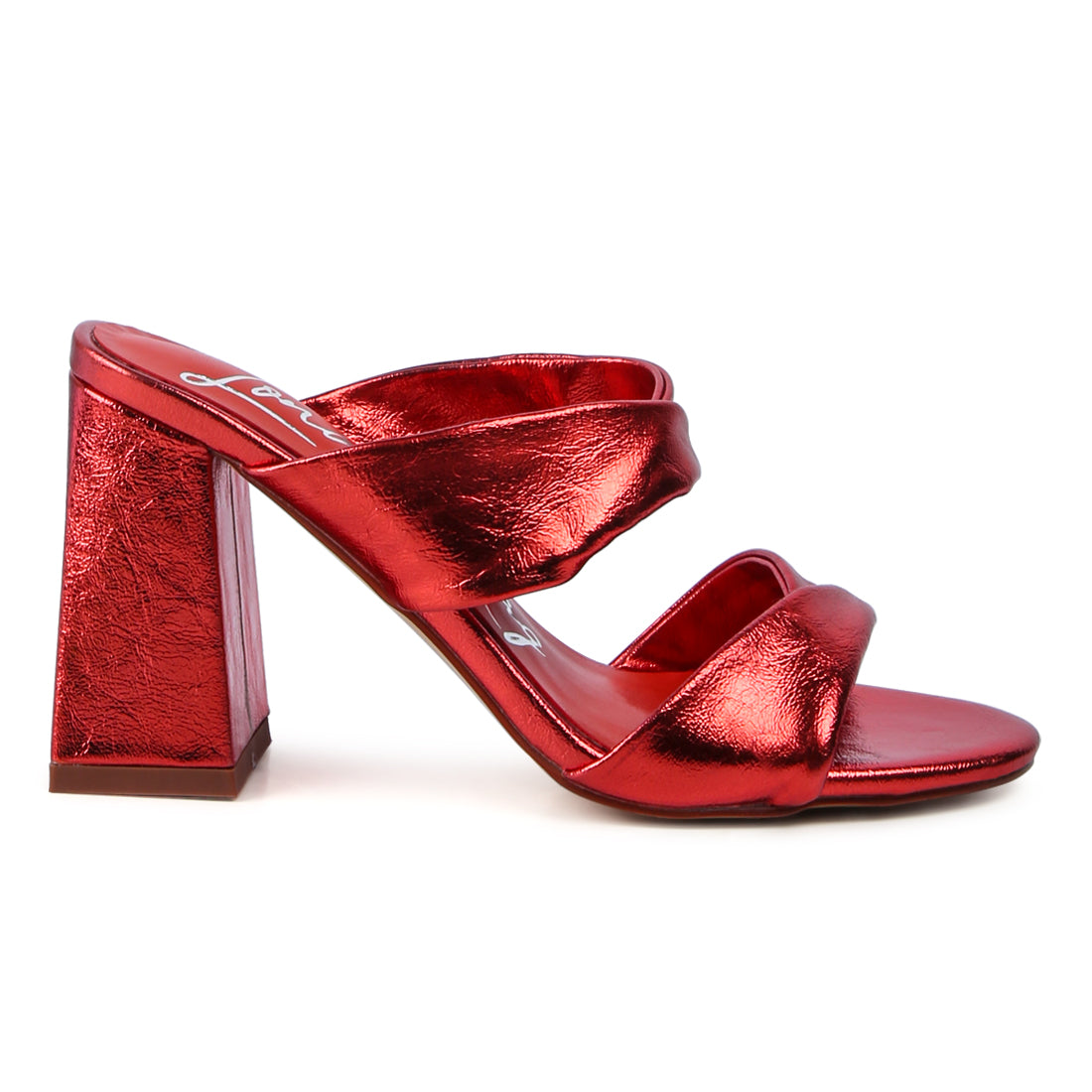 Red High Heeled Block Heel Sandal