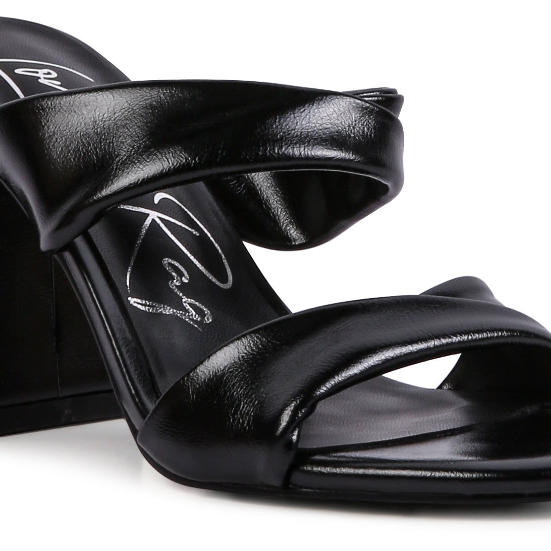 Black High Heeled Block Heel Sandal