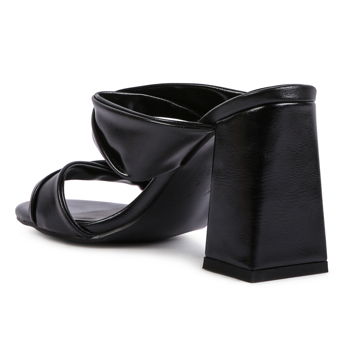 Black High Heeled Block Heel Sandal