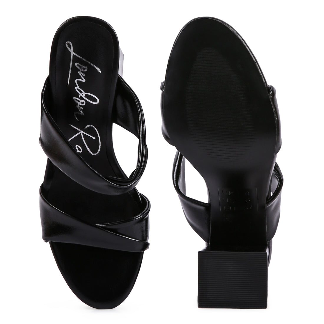 Black High Heeled Block Heel Sandal