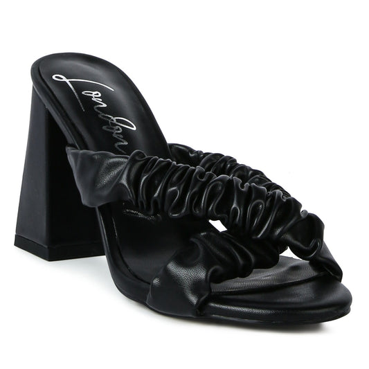 Strap Block Sandals in Black