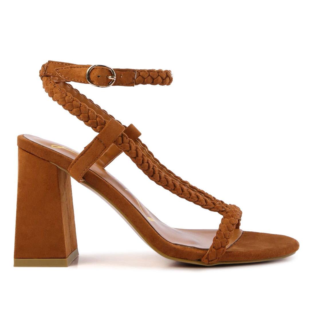 Smoosh Braided Block Heel Sandals in Tan