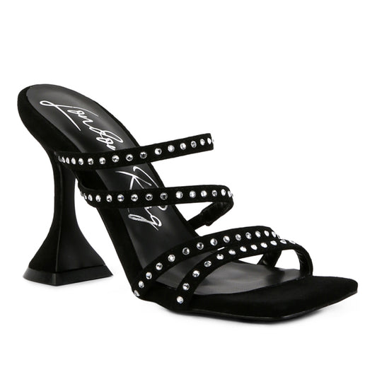 Black High Heel Multi Strap Sandals