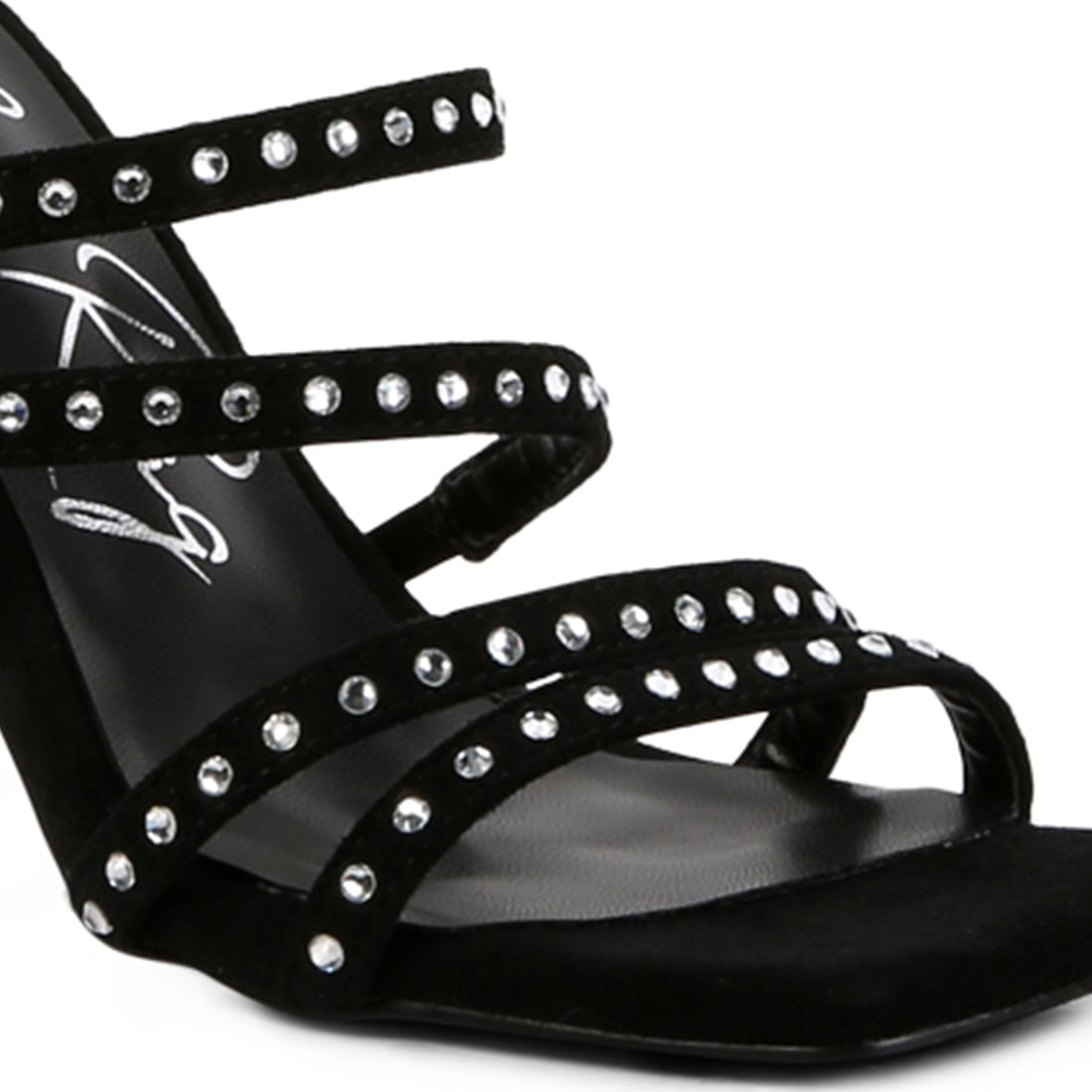 Black High Heel Multi Strap Sandals