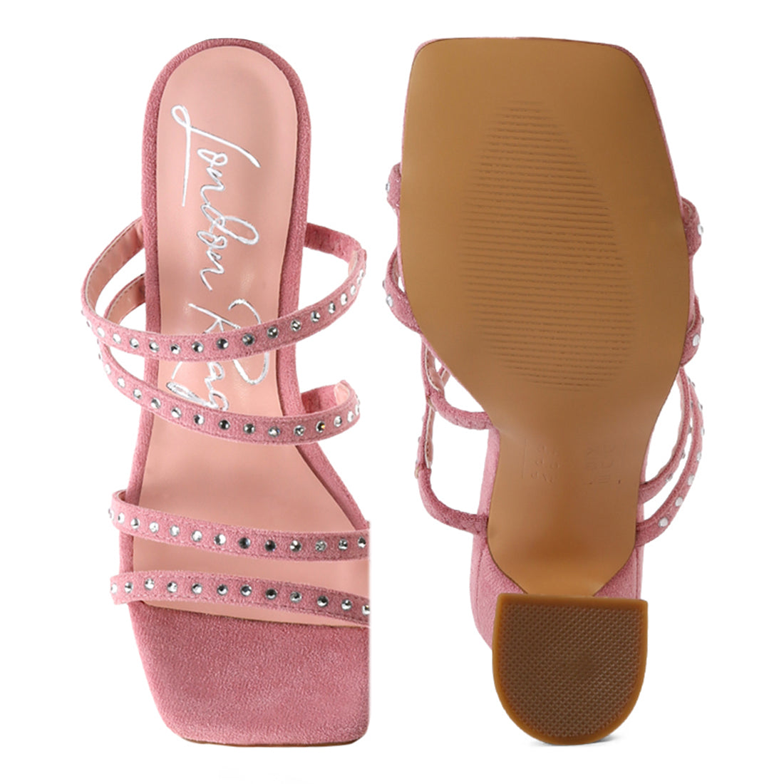 Pink High Heel Multi Strap Sandals