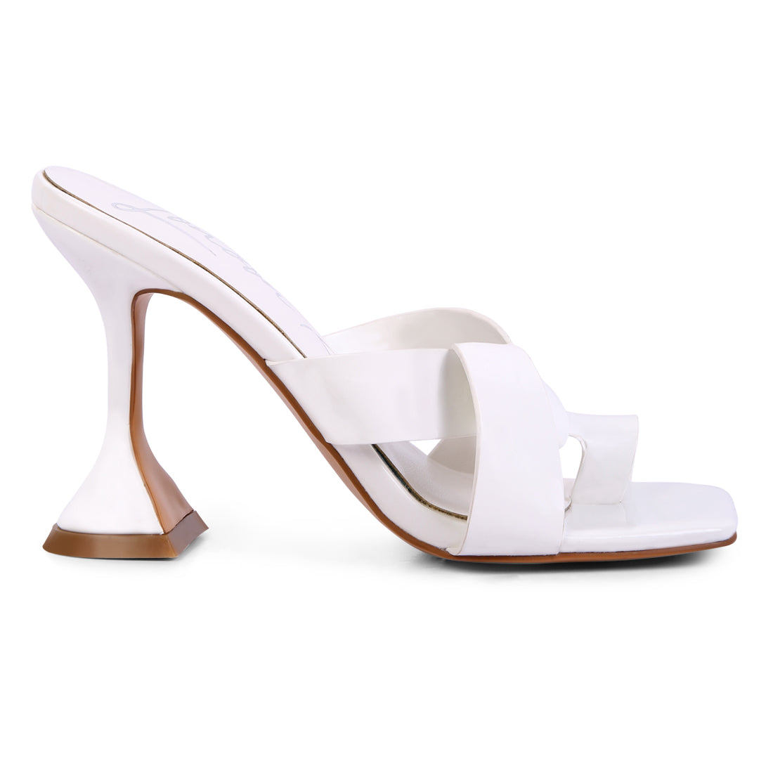 White Intertwined Toe Ring Heeled Sandals