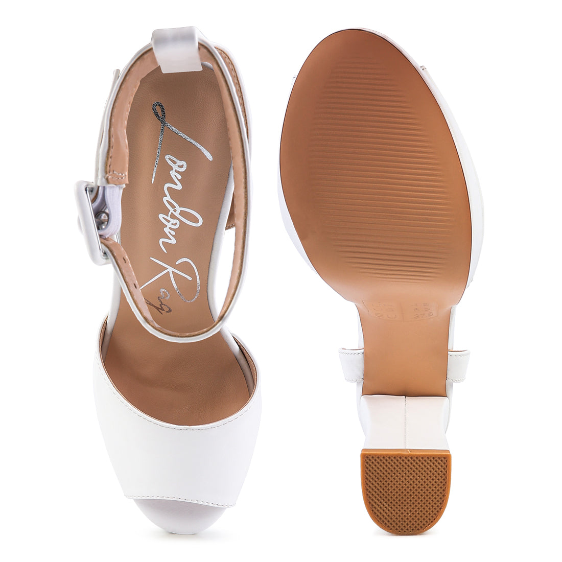 White Peep-Toe High Platform Block Sandals