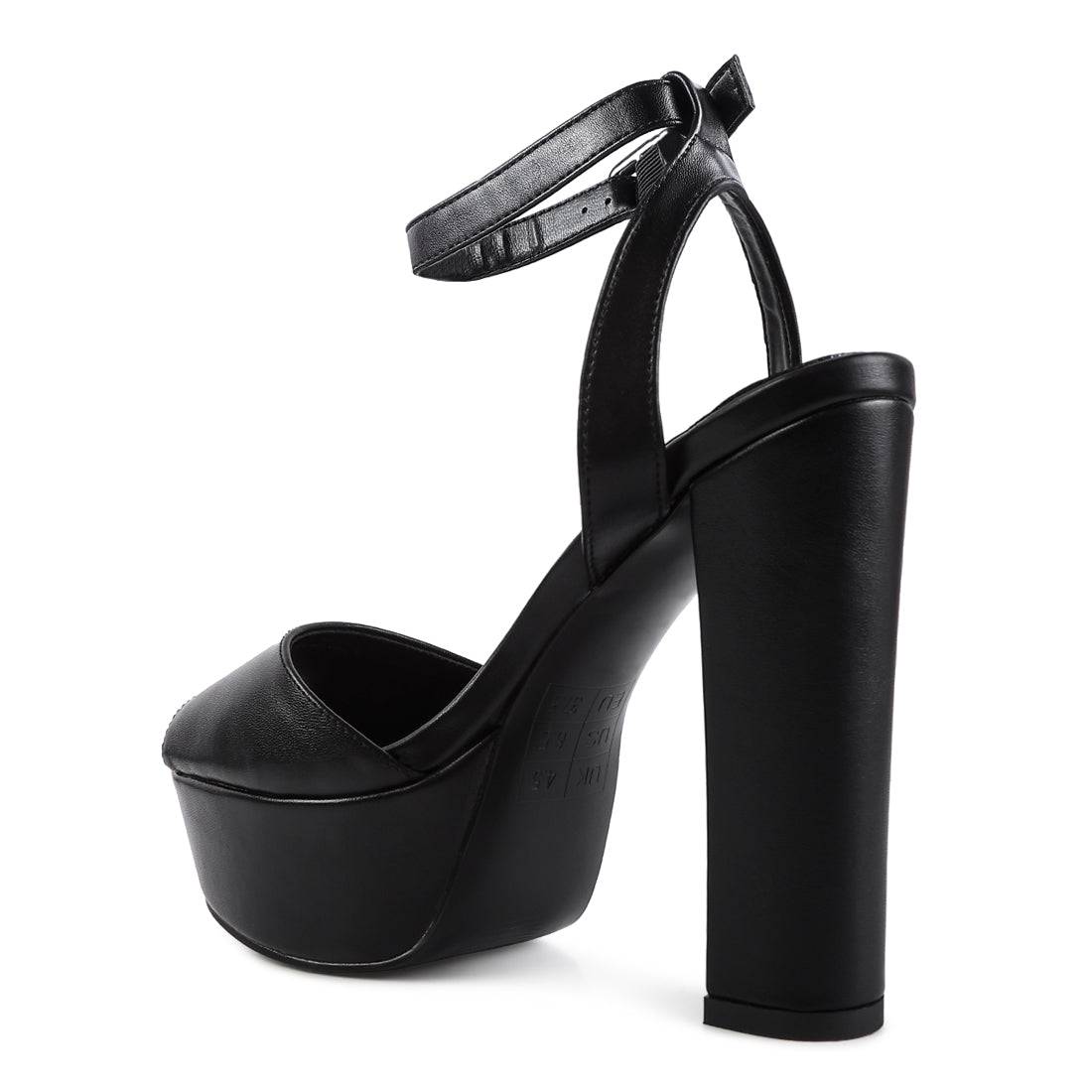 Black Peep-Toe High Platform Block Sandals
