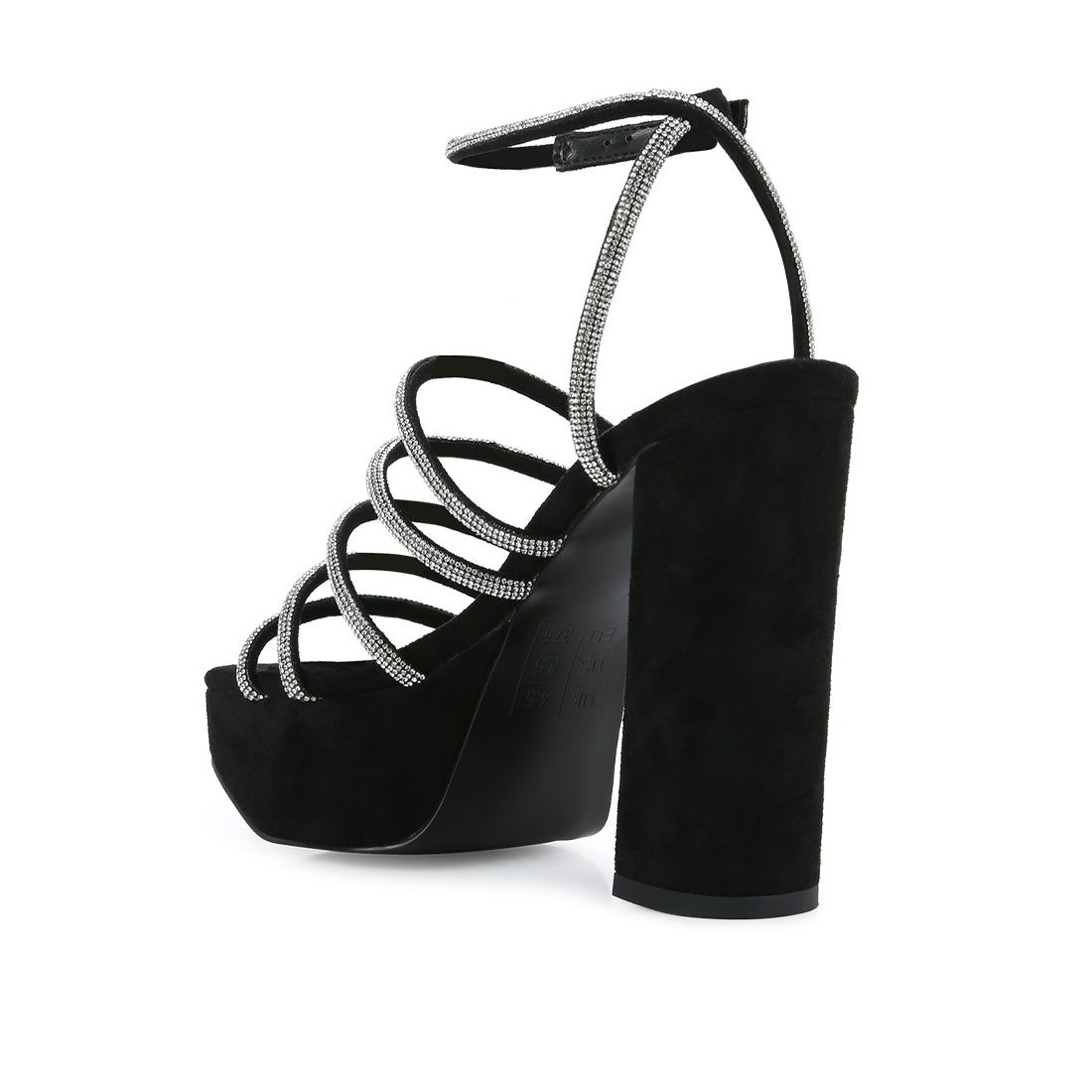 Black High Block Heeled Sandals