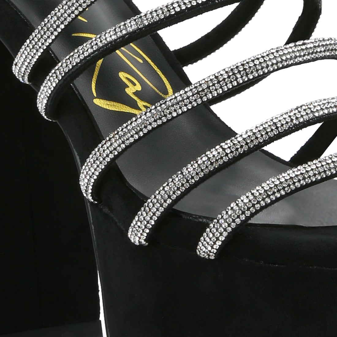 Black High Block Heeled Sandals