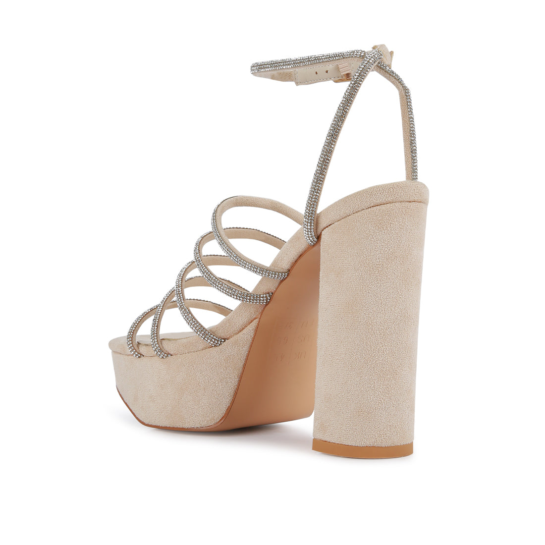 Beige High Block Heeled Sandals