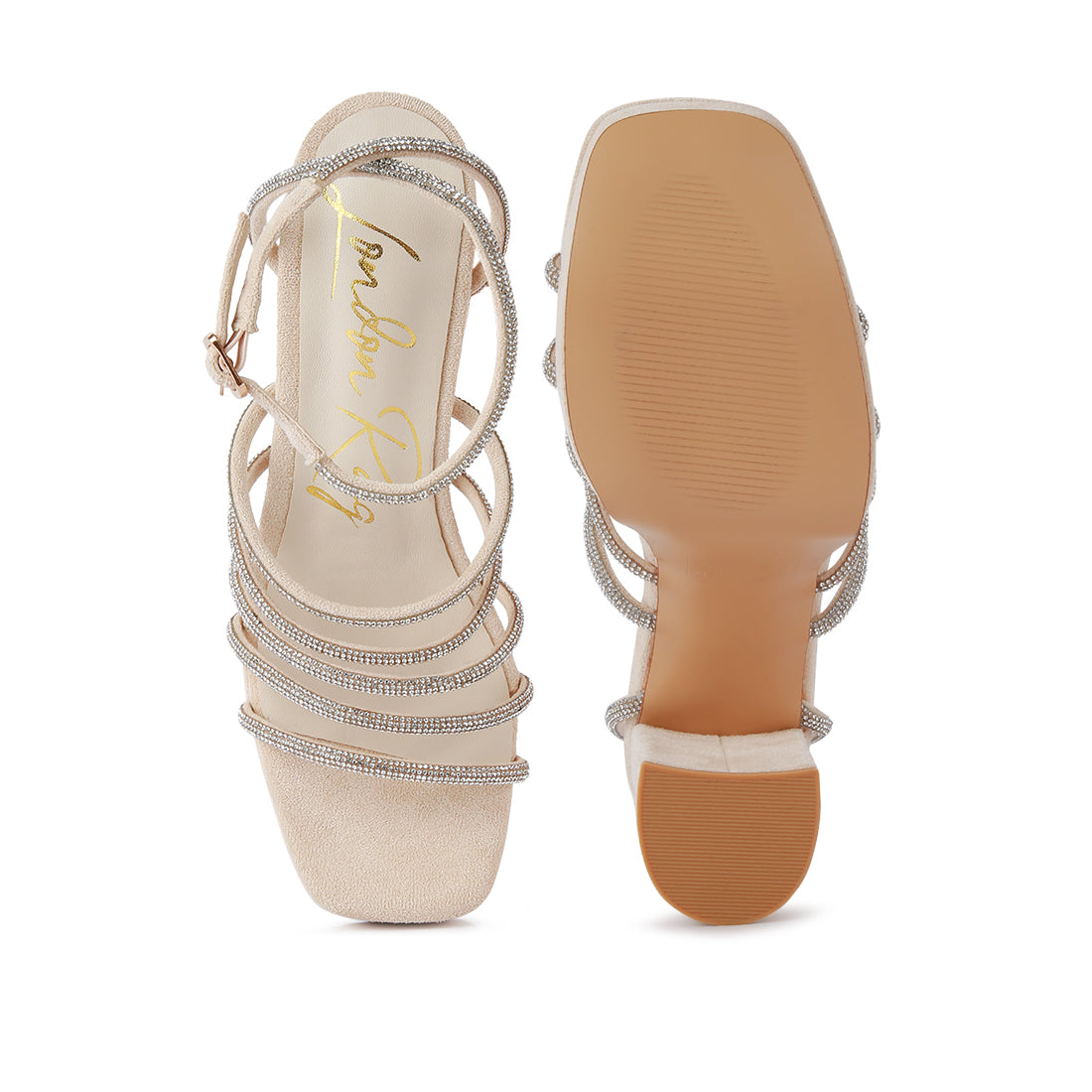 Beige High Block Heeled Sandals