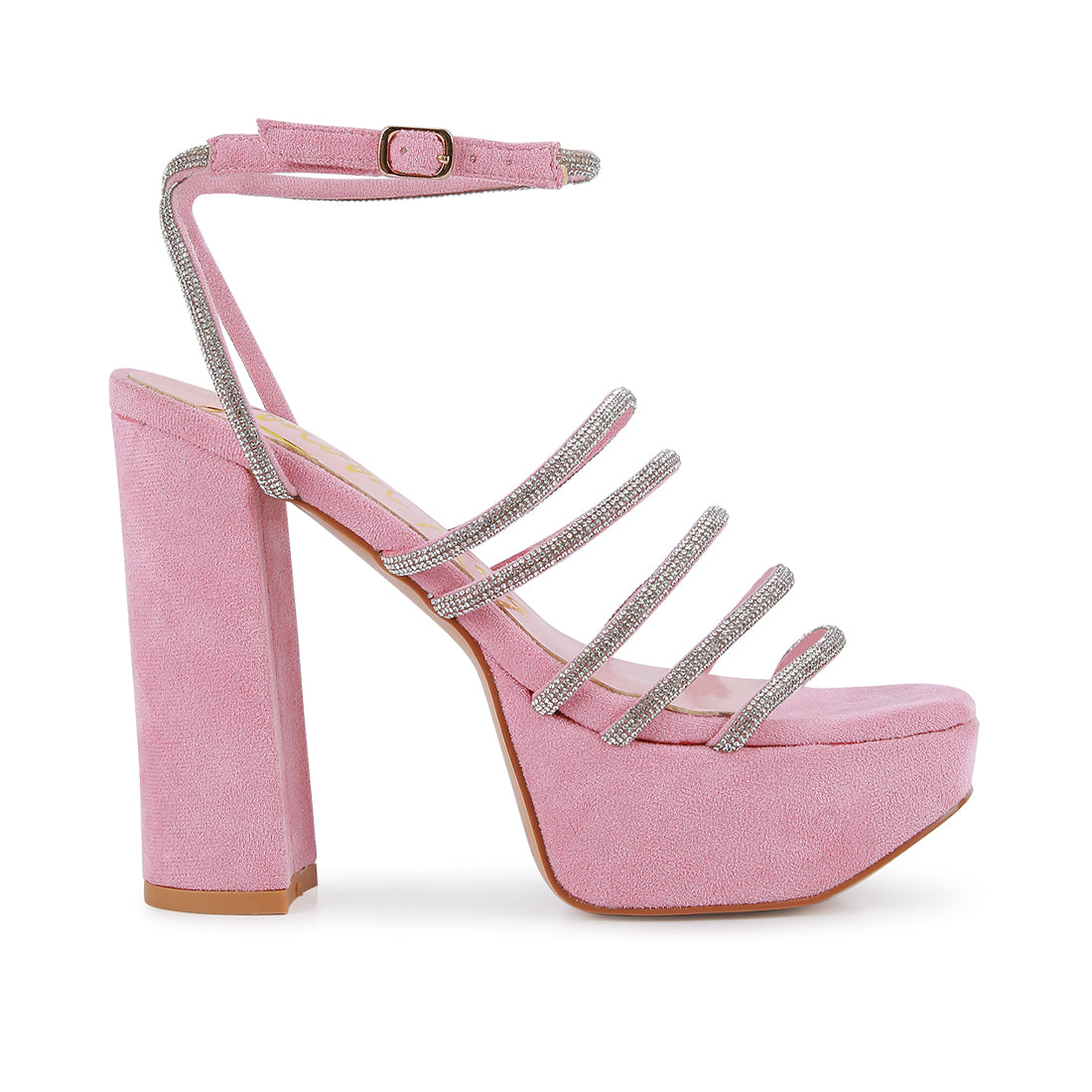 Pink High Block Heeled Sandals