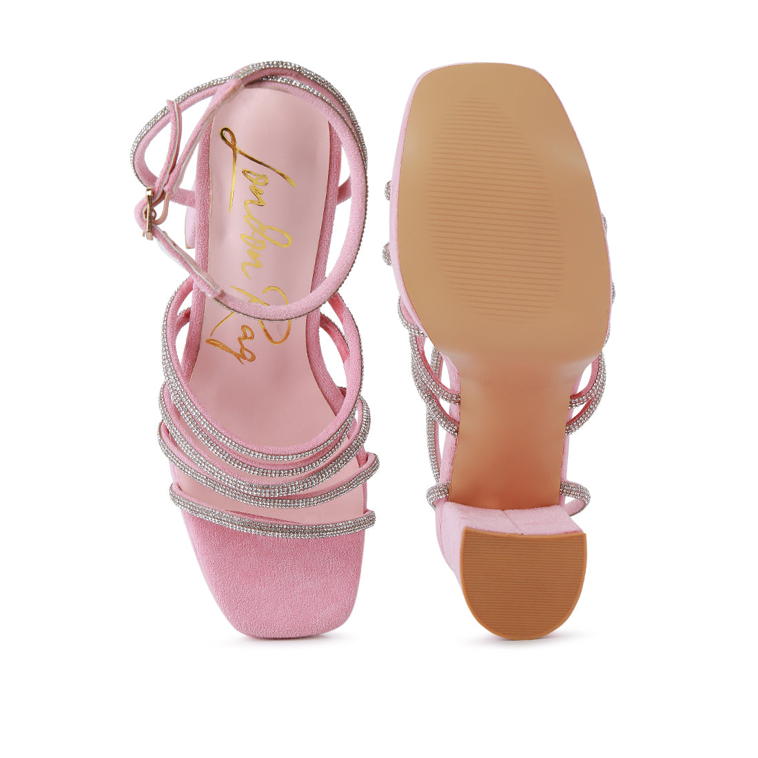 Pink High Block Heeled Sandals