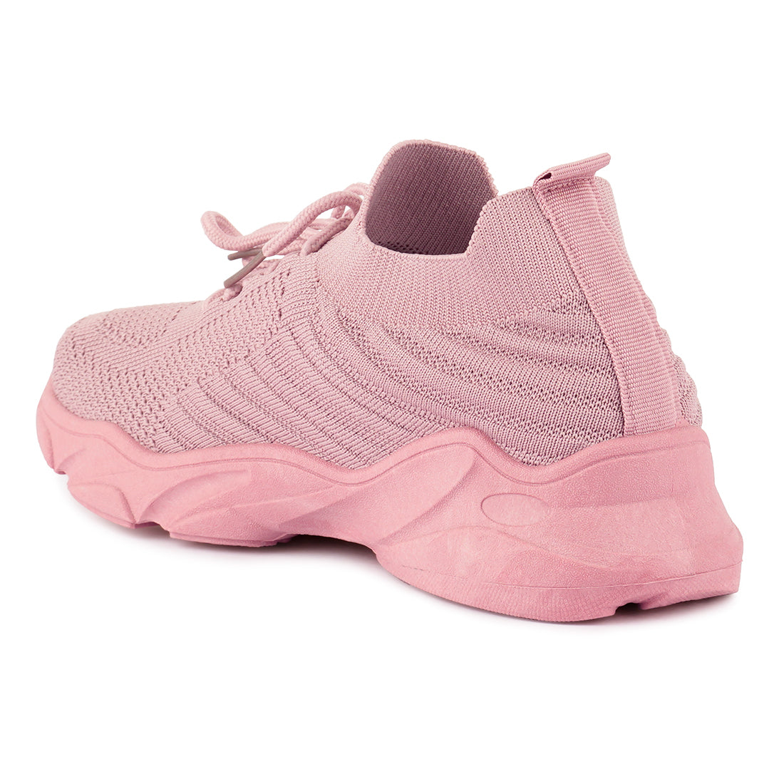 Pink Athle Knitted Lace-Up Running Shoes